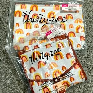 Thirty-One Fold-Over lunch bag zipper pouch boho rainbows